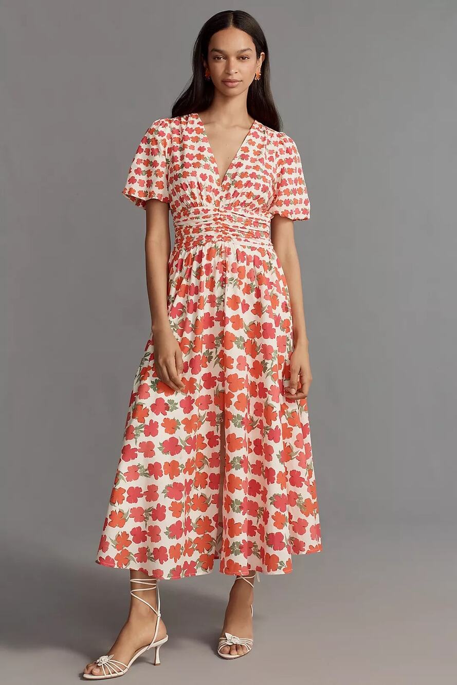 nwt by ANTHROPOLOGIE sz 1X The Katerina Button Front dress in Lilac Geo  motif